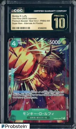2025 One Piece Japanese PRB02 Alternate Art #005 Monkey D. Luffy CGC 10 PRISTINE - Image 1