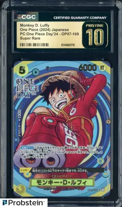2024 One Piece Japanese PC One Piece Day Super Rare #109 Monkey D. Luffy CGC 10 - Image 1
