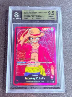 2022 One Piece MONKEY.D.LUFFY BGS 9.5 SUPER PRE-RELEASE ST01-001 STRAW HAT - Image 1