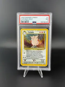 Pokemon Clefable 1/64 Scale WOTC Jungle Holo Card - No Symbol - PSA 7 - Image 1
