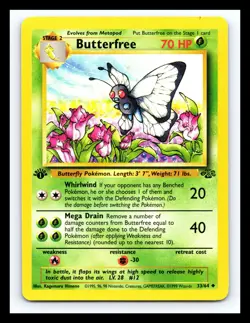 💥 Butterfree Jungle 1st Edition Non Holo Foil Pokemon 1999 Vintage Card # 33/64 - Image 1