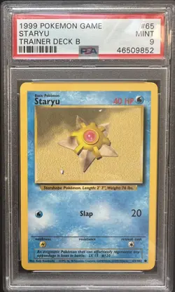 Pokemon Staryu Trainer Deck B Card Game 1999 Base Set #65 PSA 9 Mint - Image 1