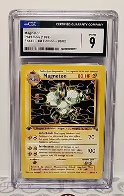 CGC 9 Magneton 26/62 1st Edition Fossil 1999 Pokemon Card Graded CGC Mint 9 - Image 1