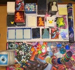 MASSIVE Assortment Of Pokemon ETB UPC Sleeves, Mat, Dice, Coins, Jumbo Cards,ETC - Image 1