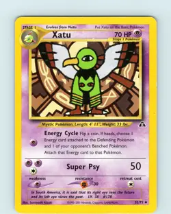 Pokemon TCG Xatu Neo Discovery 52/75 Unlimited Uncommon Card WOTC Played LP - Image 1