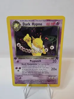Pokemon Card: Team Rocket 1st Edition Holo Rare: Dark Hypno 9/82 Swirl LP++ - Image 1