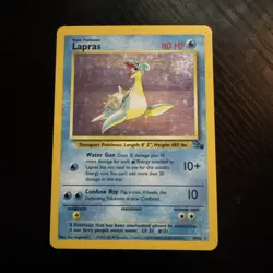 Pokemon TCG Lapras Fossil Holo Unlimited Rare Card 10/62 Vintage HP - Image 1