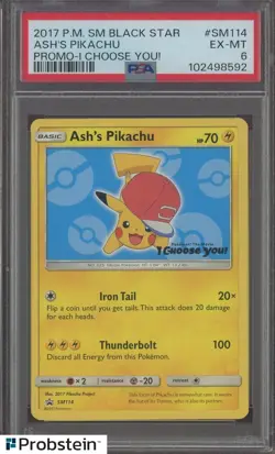 2017 Pokemon SM BSP I Choose You! #SM114 Ash's Pikachu PSA 6 EX-MT - Image 1