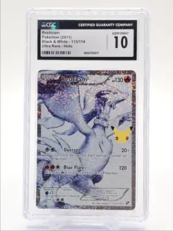RESHIRAM 2021 POKEMON CELEBRATIONS B&W HOLO ULTRA RARE 113/114 CGC 10 Q0004 - Image 1