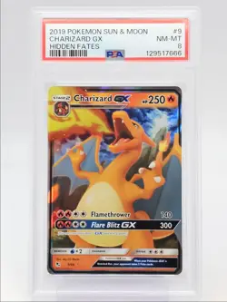 CHARIZARD GX 2019 POKEMON S & M HIDDEN FATES RARE HOLO 9/68 PSA 8 Q0004 - Image 1