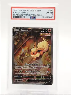 FLAREON V 2021 POKEMON SWSH VMAX PREMIUM COLLECTION BSP #SWSH179 PSA 8 Q0004 - Image 1