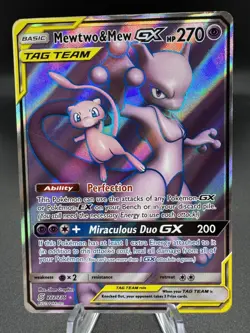 Pokemon TCG Mewtwo & Mew GX Full Art Ultra Rare 222/236 SM Unified Minds - MP/HP - Image 1