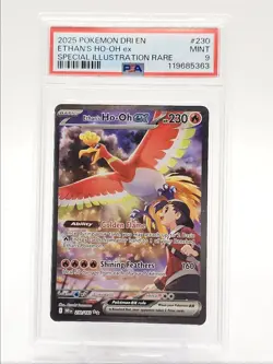 ETHAN'S HO-OH EX 2025 POKEMON RIVALS SPECIAL ILLUSTRATION RARE 230 PSA 9 Q0004 - Image 1