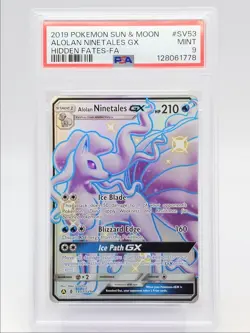 ALOLAN NINETALES GX 2019 POKEMON HIDDEN FATES SHINY RARE SV53/SV94 PSA 9 Q0004 - Image 1