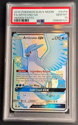 2019 POKEMON SUN & MOON HIDDEN FATES #SV54 FULL ART/ARTICUNO GX PSA 10 - Image 1
