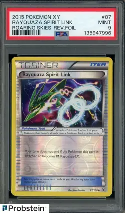 2015 Pokemon XY Roaring Skies #87 Rayquaza Spirt Link Reverse Foil PSA 9 - Image 1