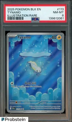 2025 Pokemon BLK EN Illustration Rare #113 Tynamo PSA 8 NM-Mt - Image 1