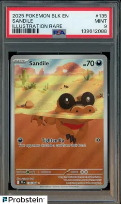 2025 Pokemon BLK EN Illustration Rare #135 Sandle PSA 9 MINT - Image 1