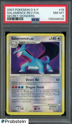 2007 Pokemon D & P Secret Wonders #18 Salamence Reverse Foil PSA 8 NM-MT - Image 1