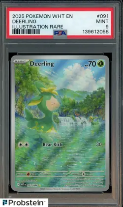 2025 Pokemon WHT EN #091 Deerling Illustration Rare PSA 9 MINT - Image 1
