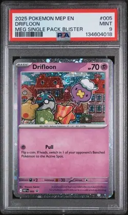2025 POKEMON BLACK STAR PROMO #005 DRIFLOON MEG SINGLE PACK BLISTER - PSA 9 MINT - Image 1