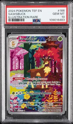 2024 POKEMON TEF EN-TEMPORAL FORCES ILLUSTRATION RARE #166 SAWSBUCK PSA 10 - Image 1