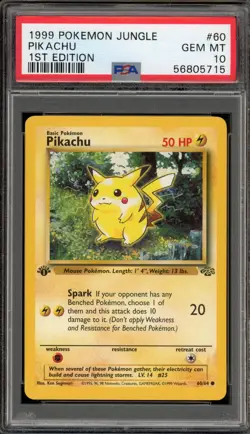 Pokemon Pikachu Jungle 1st Edition #60 PSA 10 Gem Mint - Image 1