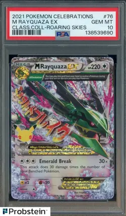 2021 Pokemon Celebrations Class Coll Roaring Skies #76 M Rayquaza Ex PSA 10 - Image 1