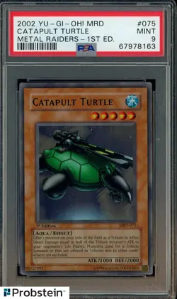 2002 YU-GI-OH! MRD-METAL RAIDERS #075 CATAPULT TURTLE 1ST ED. PSA 9 - Image 1