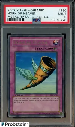 2002 YU-GI-OH! MRD-METAL RAIDERS #130 HORN OF HEAVEN METAL RAIDERS-1ST ED. PSA 9 - Image 1