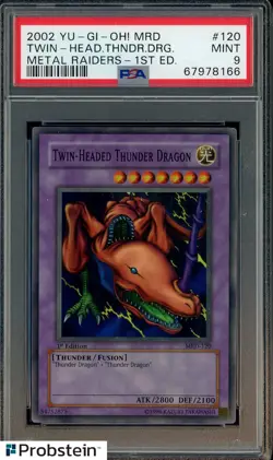 2002 YU-GI-OH! MRD-METAL RAIDERS #120 TWIN-HEAD.THNDR.DRG.1ST ED. PSA 9 - Image 1