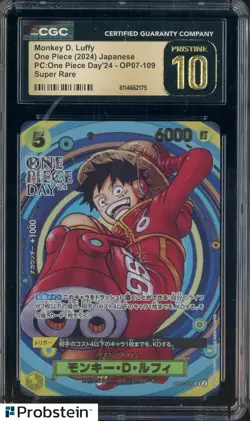 2024 One Piece Japanese PC One Piece Day Super Rare #109 Monkey D. Luffy CGC 10 - Image 1
