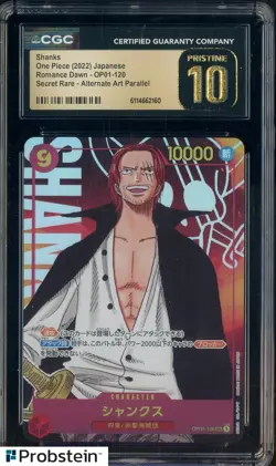 2022 One Piece Japanese OP01 Alternate Art #120 Shanks CGC 10 PRISITINE - Image 1