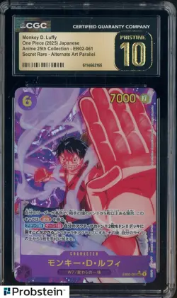 2025 One Piece Japanese Anime 25th Alternate Art Monkey D. Luffy CGC 10 PRISTINE - Image 1