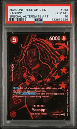 2025 ONE PIECE OP12-LEGACY OF THE MASTER SPECIAL ALTERNATE ART YASOPP PSA 10 - Image 1
