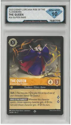 2023 Disney Lorcana THE QUEEN COMMANDING PRESENCE #26 Super 💎 DSG 10 Gem Mint - Image 1