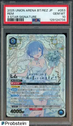 2025 UNION ARENA JPN UA40BT/REZ RE:ZERO LIFE/WORLD #053 REM 3 STAR SIGNED PSA 10 - Image 1
