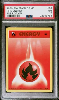 PSA 7 Fire Energy 98/102 1st Edition Base Set 1999 Pokemon Card - Image 1