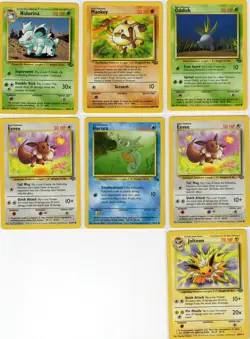 Vintage Pokemon TCG Lot 7 WOTC era cards: Common/uncommon Fossil/Jungle - Image 1