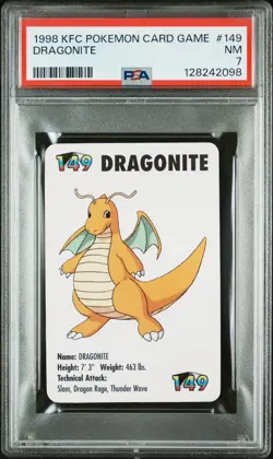 1998 KFC POKEMON CARD GAME #149 DRAGONITE PSA 7 - Image 1