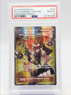 LYSANDRE'S TRUMP CARD 2014 POKEMON XY PHANTOM FORCES RARE 118/119 PSA 8 Q0004 - Image 1