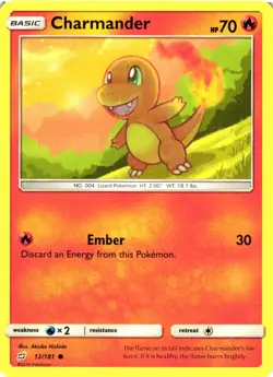 Pokemon TCG Charmander 12/181 Common Regular Card Team Up VLP - Image 1
