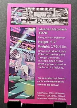 2020 Pokemon #078 GALARIAN RAPIDASH Unique Horn Pokemon Mini Tin Art card EX/NM - Image 2