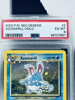 2000 Pokemon Neo Genesis Azumarill Holo 2/111 PSA 6 - Image 3