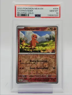 CHARMANDER 2023 POKEMON S&V 151 COMMON REVERSE HOLO 004/165 PSA 10 Q0004 - Image 1