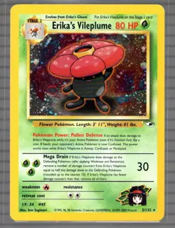 Pokemon TCG Gym Heroes Erika's Vileplume Holo 5/132 2000 Wotc Great Condition! - Image 1