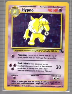 Pokemon Hypno 8/62 Holo Set Fossil TCG - NM - Image 1