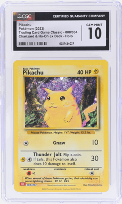 2023 Pokemon Classic Charizard and Ho-Oh Ex Deck Pikachu #8 CGC 10 - Image 1