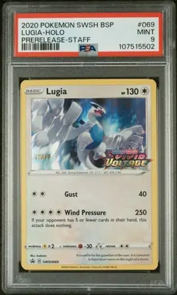 2020 Pokemon SWSH BSP Lugia Holo #069 Promo PreRelease Staff PSA 9 - Image 1