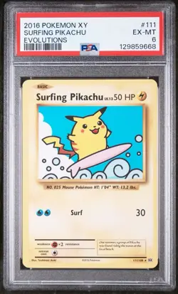 Pokemon Surfing Pikachu #111 - 2001 Black Star Promo - PSA 6 (NM-MT) Condition! - Image 1